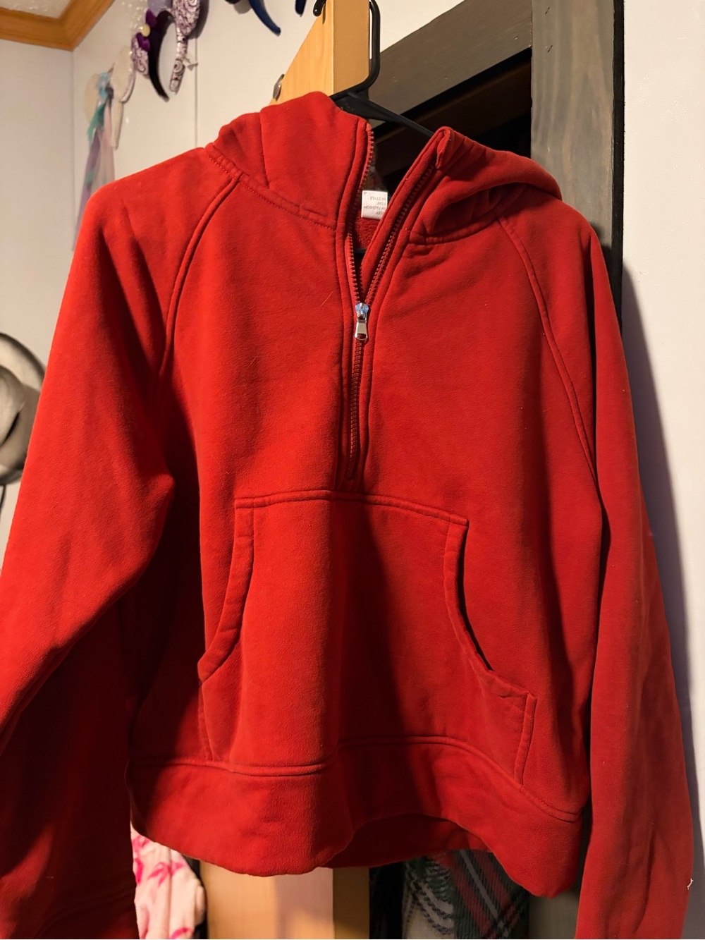 Red Quarter-Zip Hooded Fleece Pullover